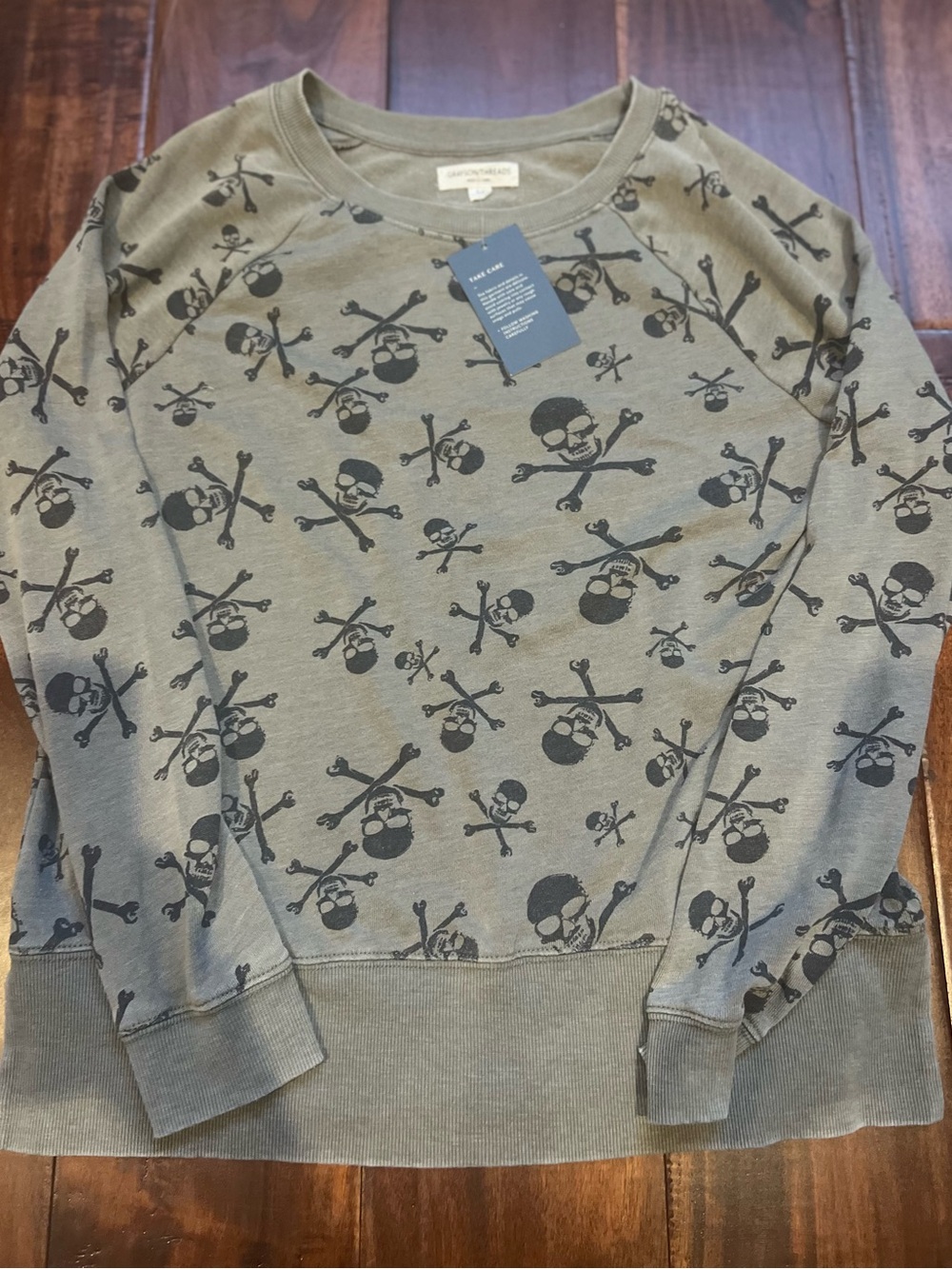 Disney Olive Green Skull Print Crewneck Sweatshirt